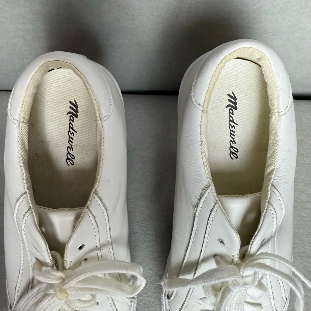 Madewell Womens Sidewalk Low Top Sneakers in Pale Parchment Multi Leather size 7